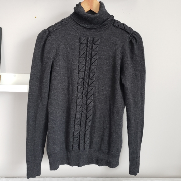 Diane von Furstenberg Wool Turtleneck Sweater Charcoal Grey Size Medium - Picture 1 of 4